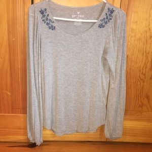 American Eagle long sleeve embroidered top
